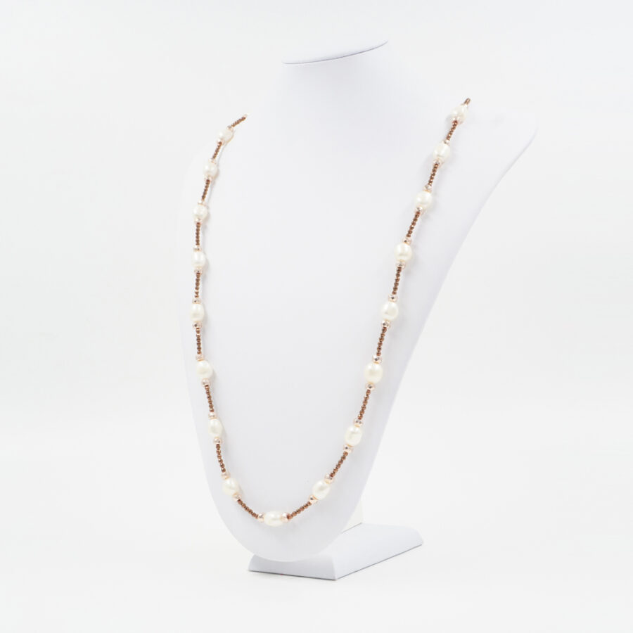 Collana con ematite, perla, chiusura in argento 925 – Rosato - immagine 2