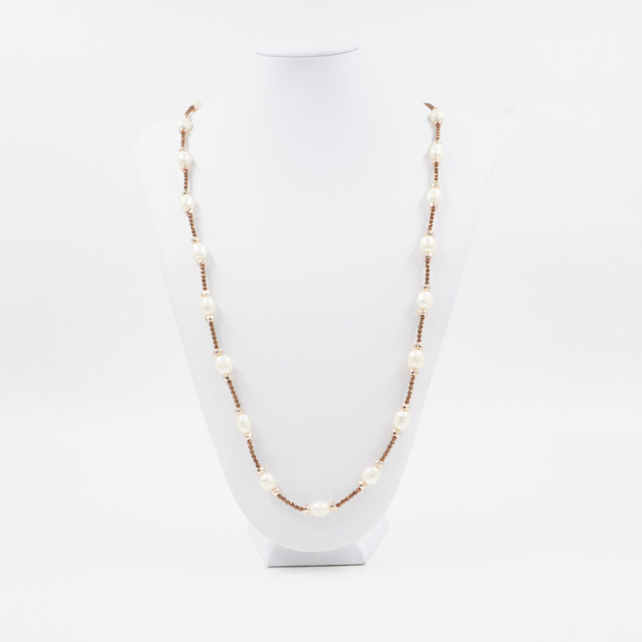 Collana con ematite, perla, chiusura in argento 925 – Rosato - immagine 3