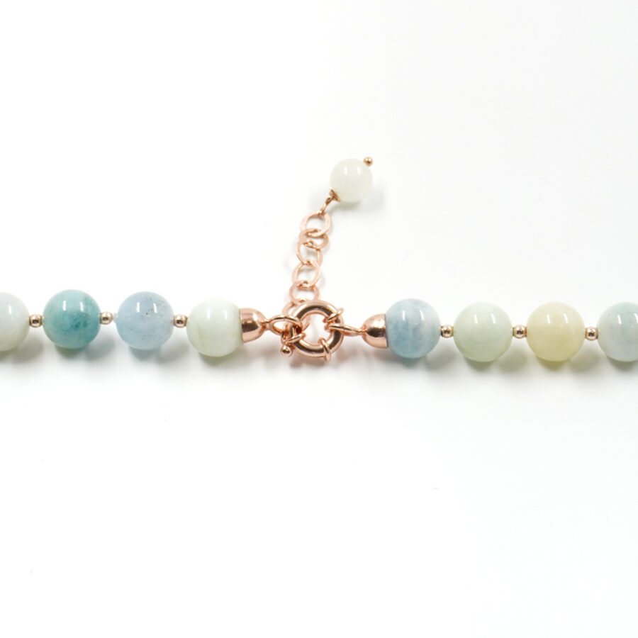 Collana con acquamarina, perla, ematite, chiusura in argento 925 – Rosato - immagine 4