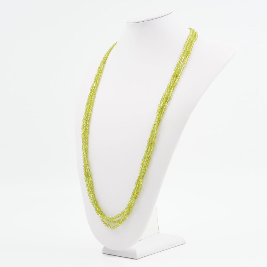 Collana Multifilo con peridoto, ematite, chiusura in argento 925 – Dorato