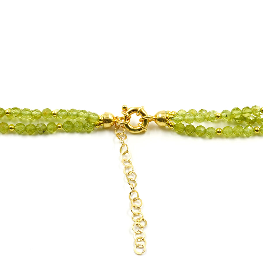 Collana Multifilo con peridoto, ematite, chiusura in argento 925 – Dorato - immagine 3