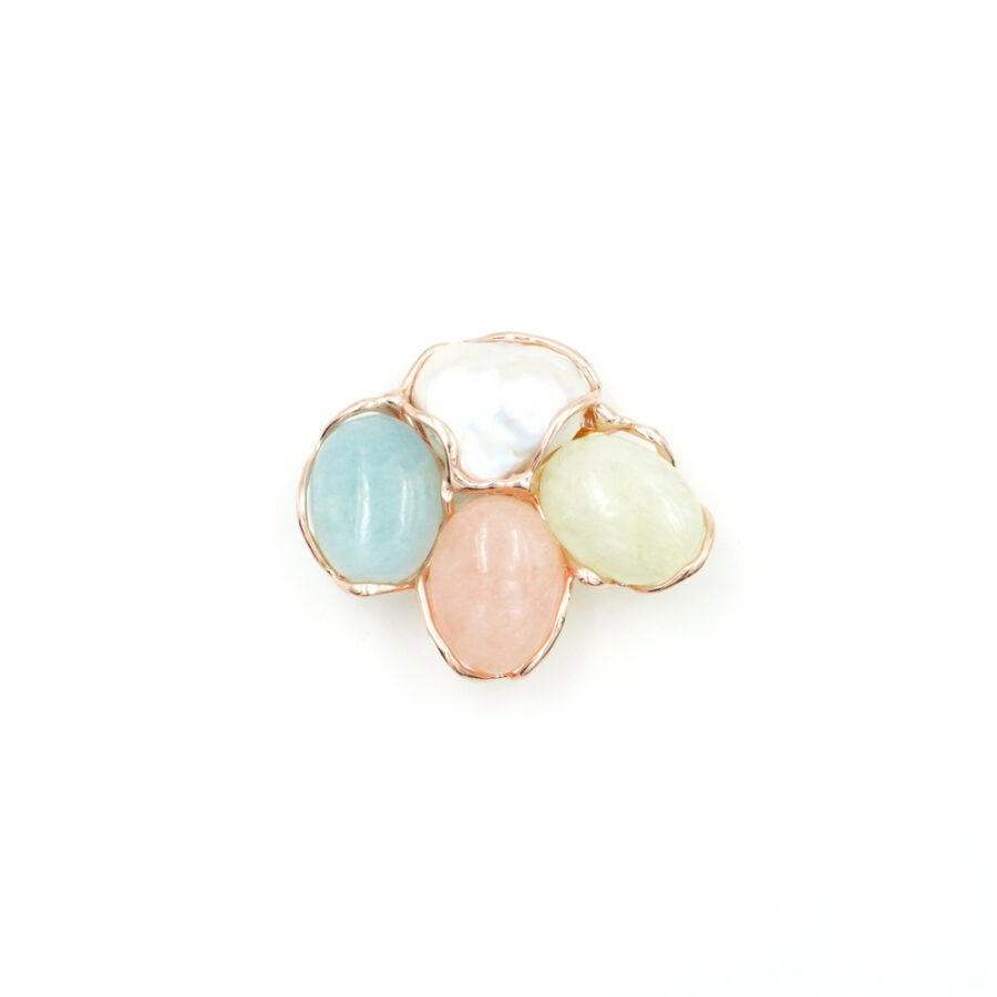 Pendente in argento 925 con perla, berillo - Rosato