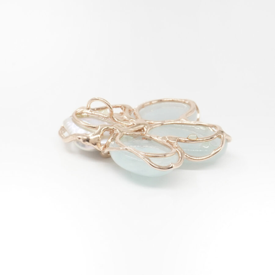Pendente in argento 925 con perla, berillo - Rosato - immagine 4