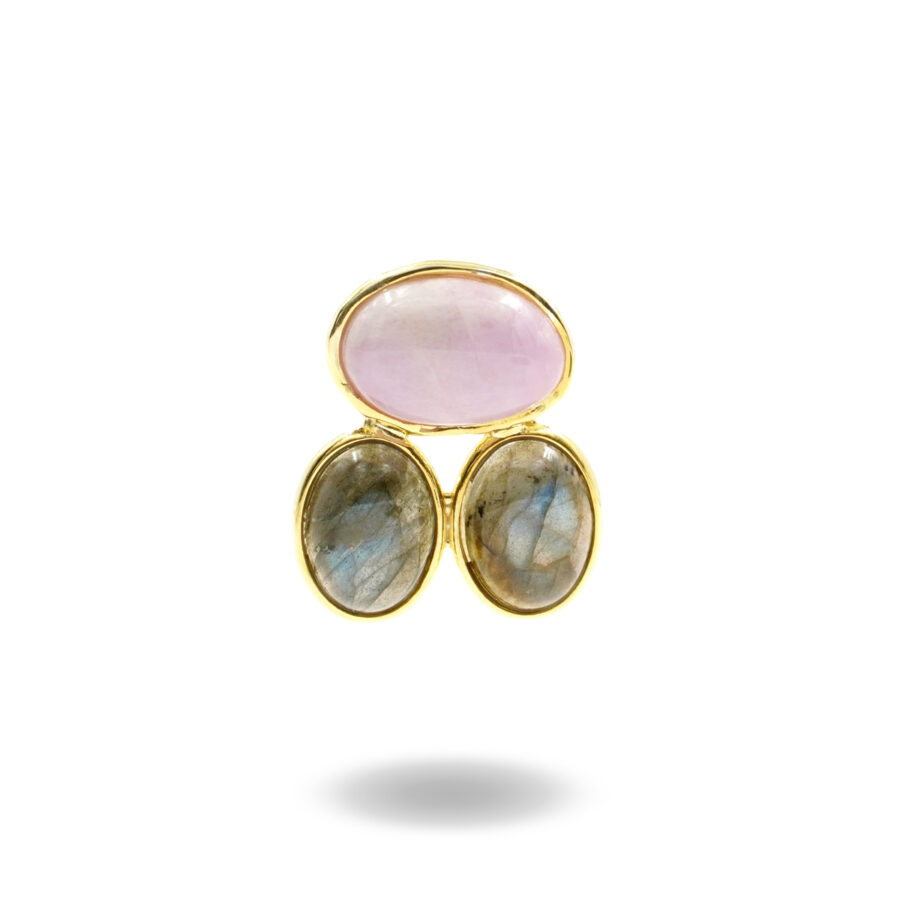 Pendente in argento 925 con kunzite, labradorite – Dorato