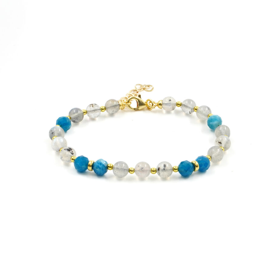 Bracciale con labradorite, apatite, chiusura in argento 925 – Dorato