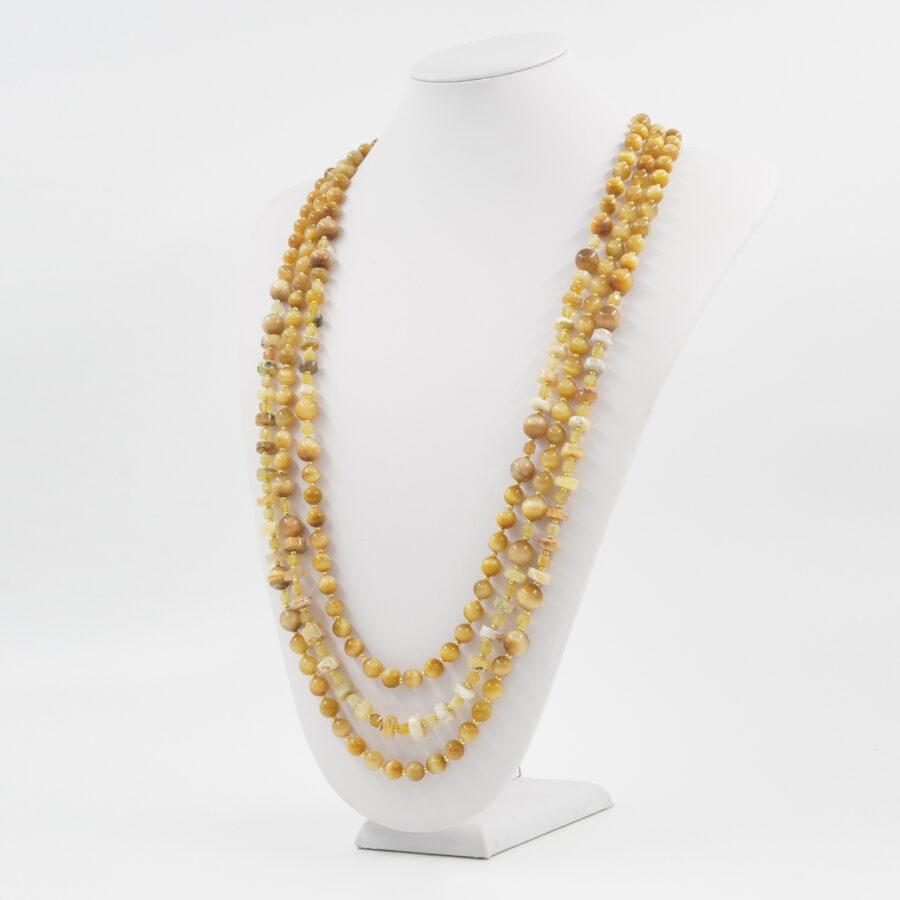 Collana Multifilo con opale giallo, occhio di tigre dorato, ematite, chiusura in argento 925 - Dorato - immagine 2