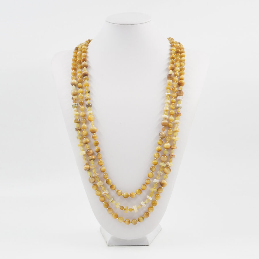 Collana Multifilo con opale giallo, occhio di tigre dorato, ematite, chiusura in argento 925 - Dorato - immagine 3