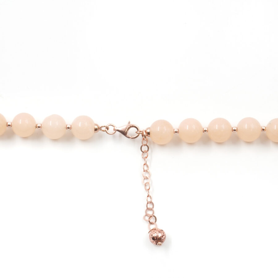 Collana con quarzo spugna rosa, diaspro feldpath, ematite, lava, chiusura in argento 925 - Rosato - immagine 4