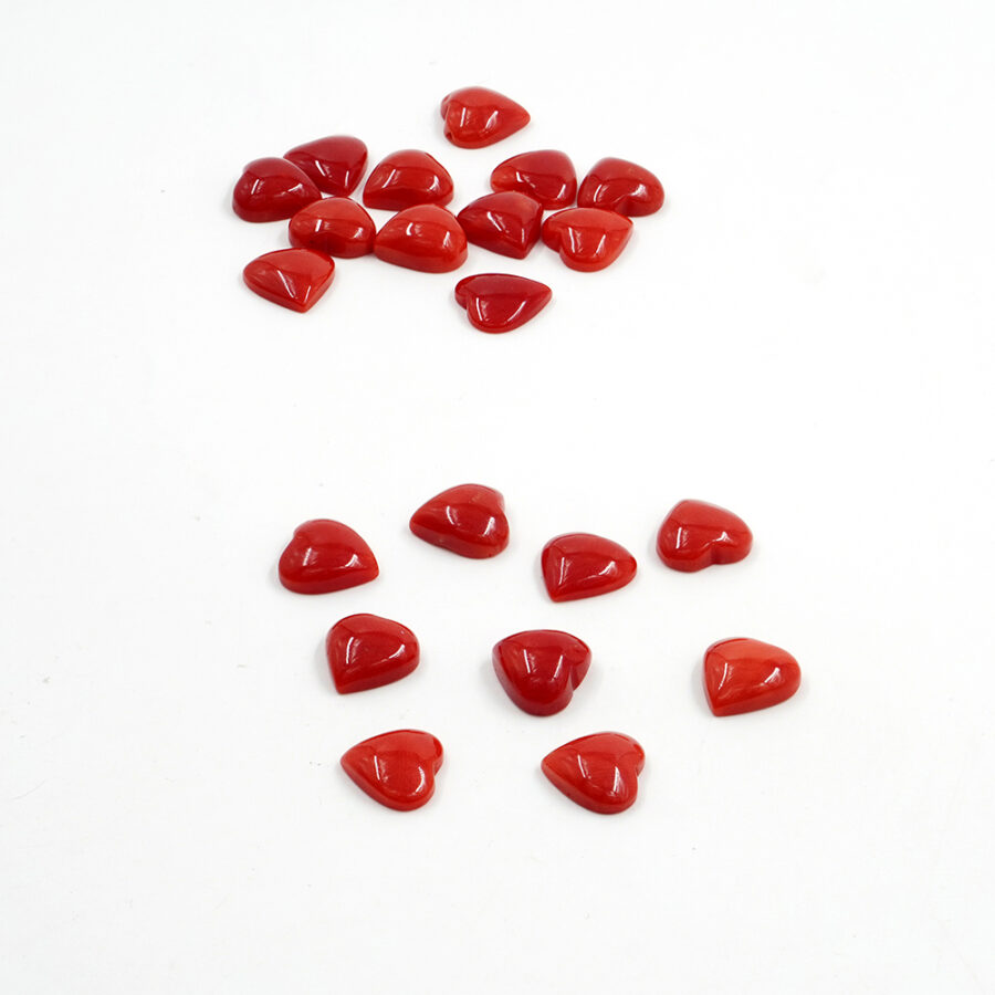 Corallo Mediterraneo Cabochon cuore da 6mm a 11mm