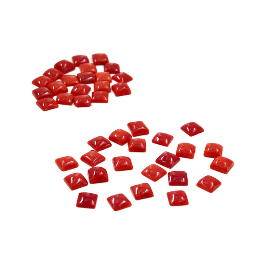 Corallo Mediterraneo Cabochon quadrato da 3mm a 10mm