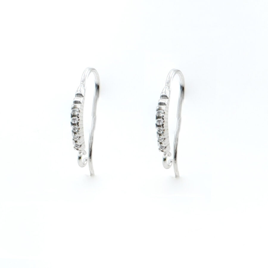 Argento 925‰ orecchini gancio con zirconi – Rodiato