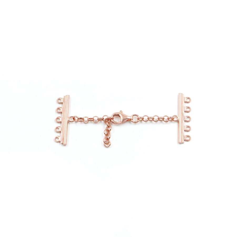 Argento 925 chiusura con moschettone e barra a 5 anelli – Rosato