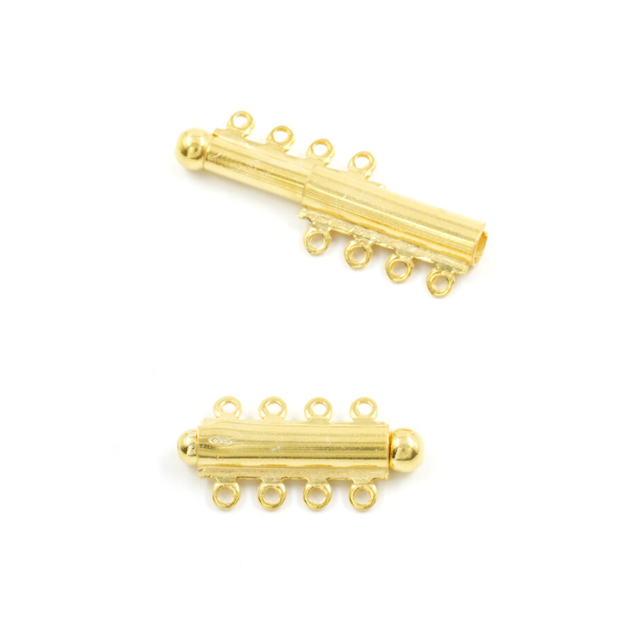 Argento 925 chiusura cilindrica a scorrimento a 4 fili – Dorato