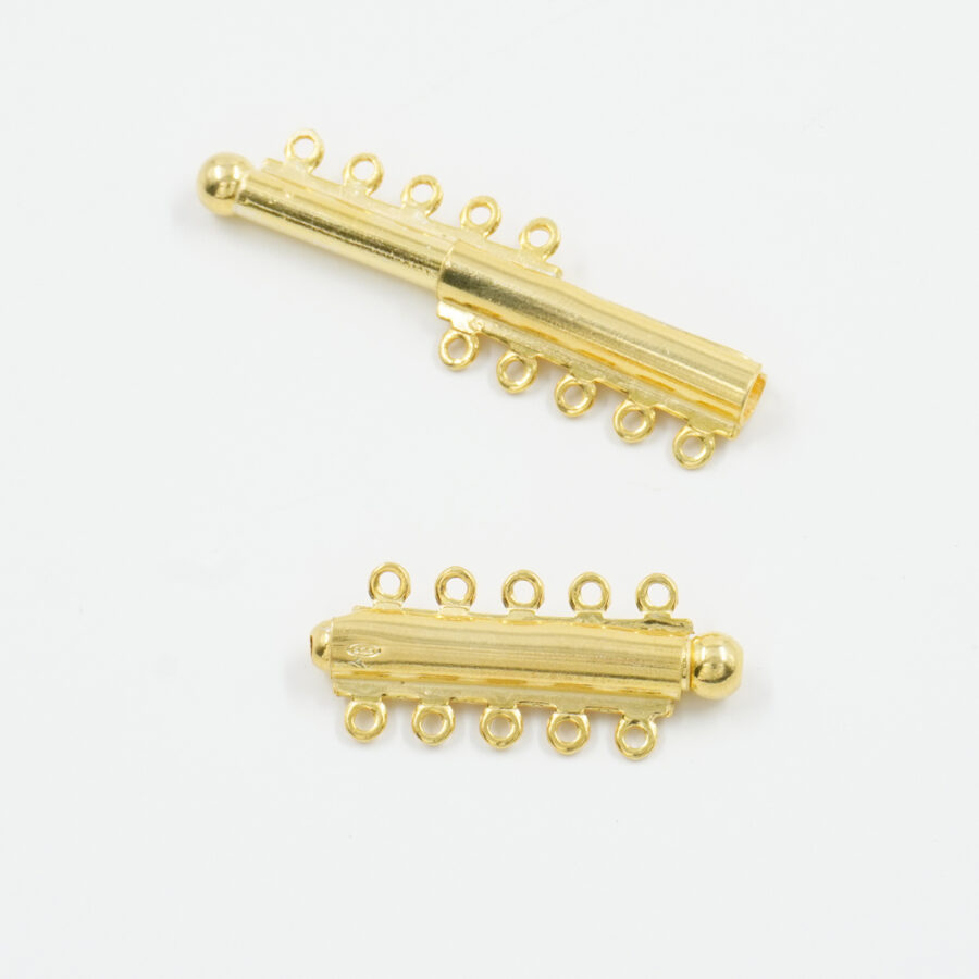 Argento 925 chiusura cilindrica a scorrimento a 5 fili – Dorato
