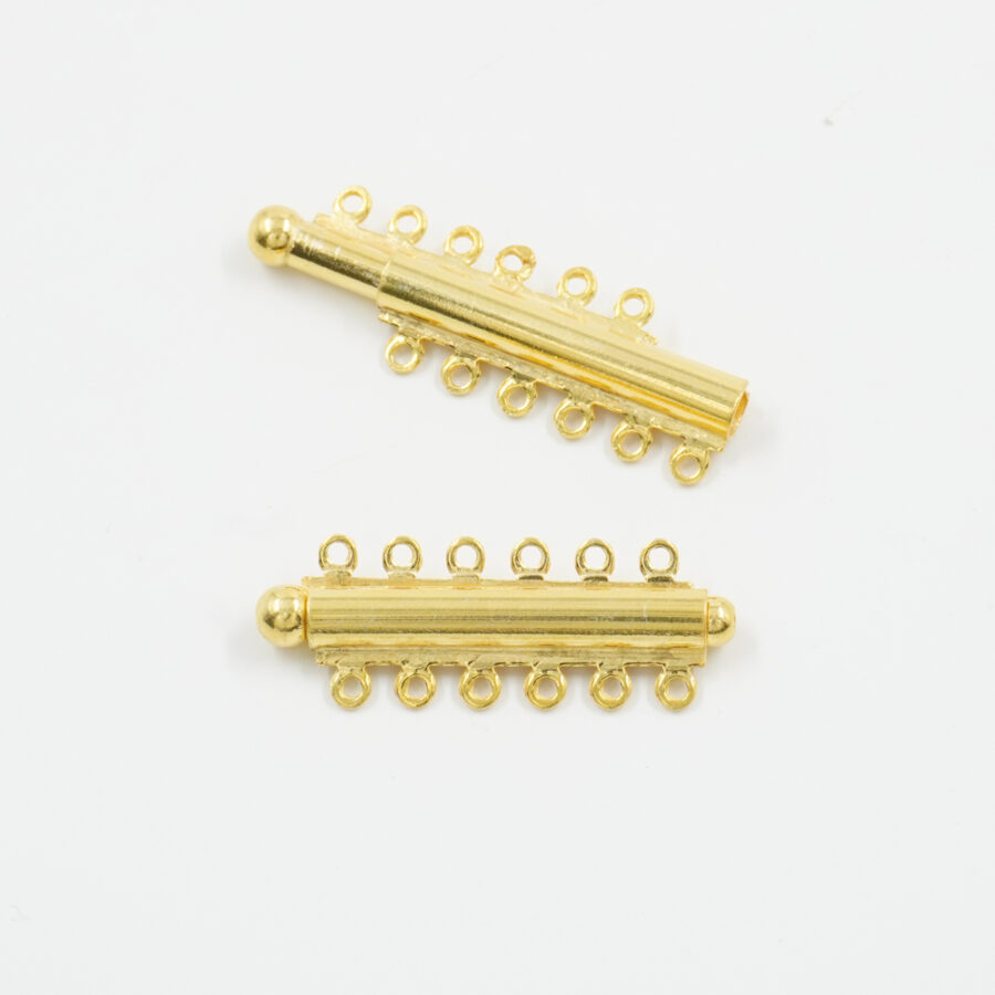Argento 925 chiusura cilindrica a scorrimento a 6 fili – Dorato