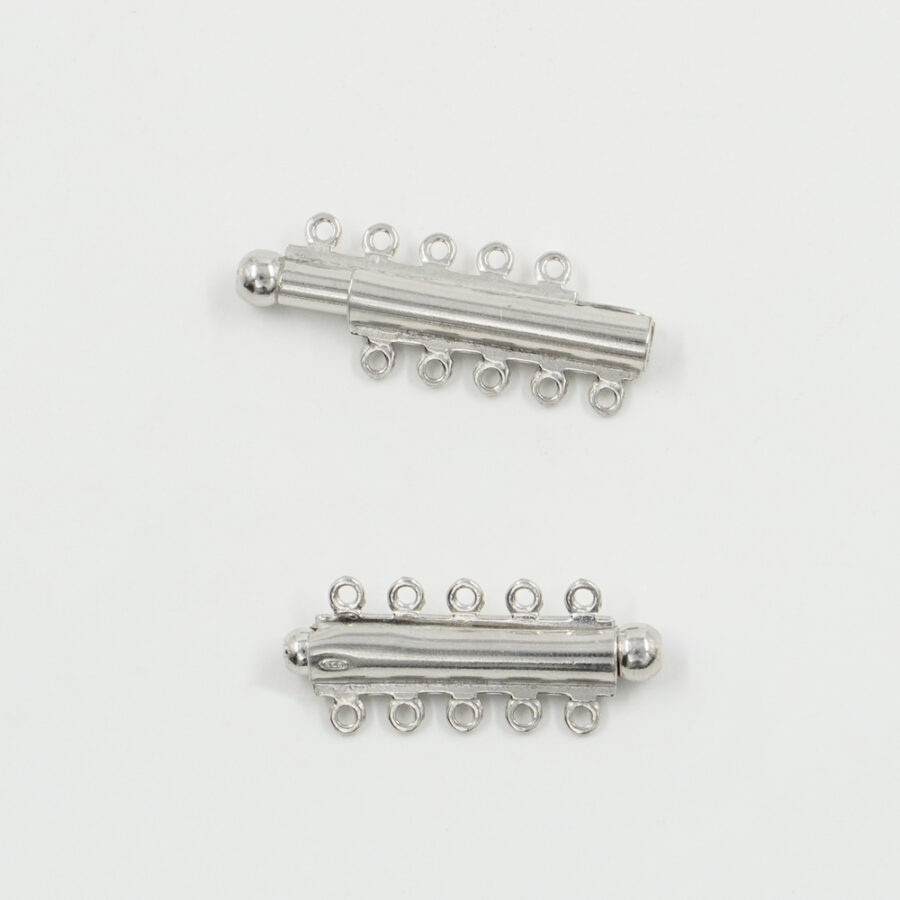 Argento 925 chiusura cilindrica a scorrimento a 5 fili – Rodiato