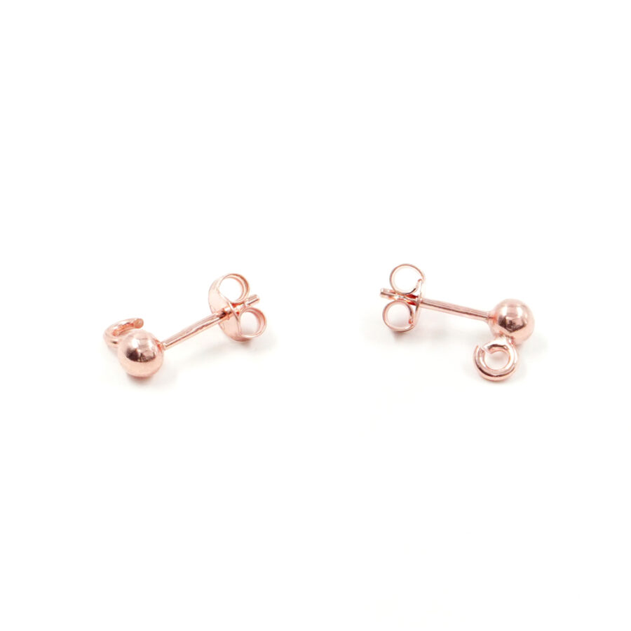 Argento 925 orecchini pressione pallino 4mm – Rosato