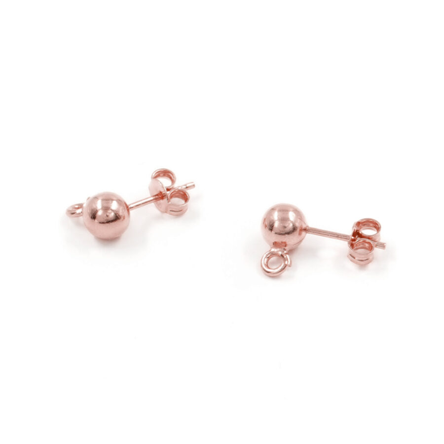 Argento 925 orecchini pressione pallino 6mm – Rosato
