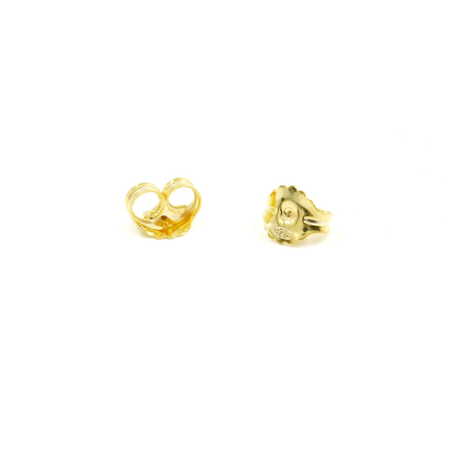 Argento 925 coppia di farfalline per orecchini 8mm – Dorato