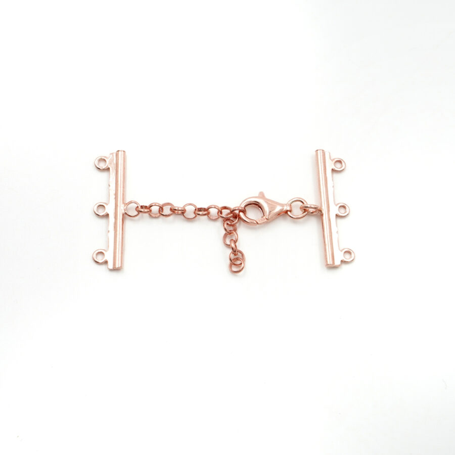 Argento 925 chiusura con moschettone e barra a 3 anelli – Rosato