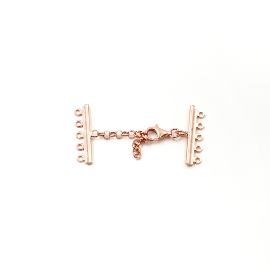 Argento 925 chiusura con moschettone e barra a 5 anelli – Rosato