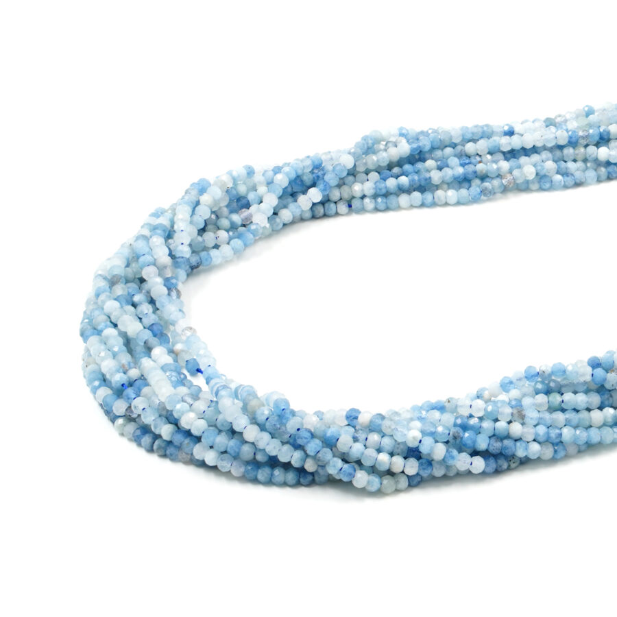 Acquamarina fili rondelle sfaccettate 4x3mm
