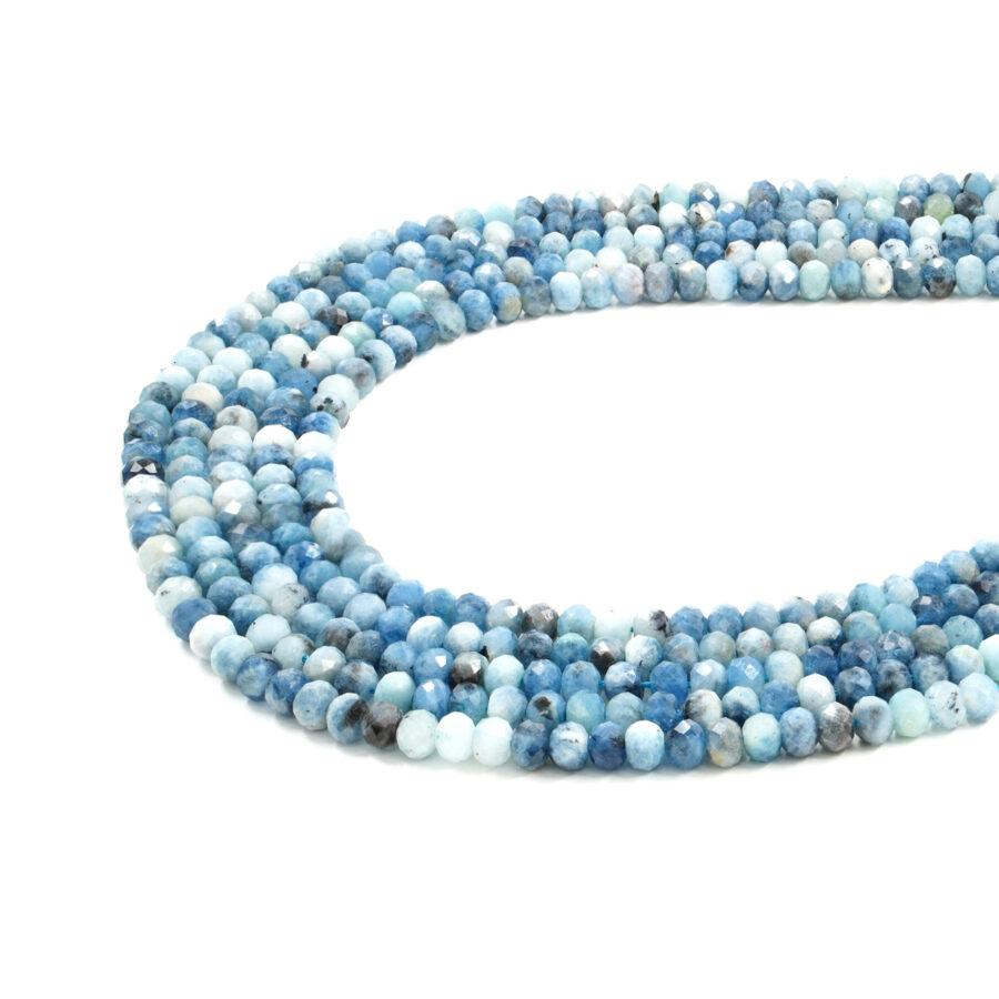 Acquamarina fili rondelle sfaccettate 7x3mm
