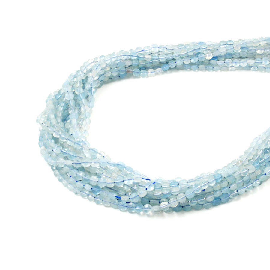 Acquamarina fili monete sfaccettate 4mm