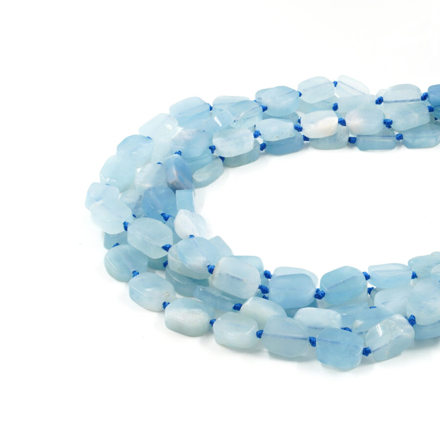 Acquamarina fili rettangoli piatti circa 13x10mm