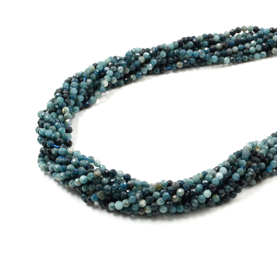 Tormalina blu fili tondi sfaccettati 3,5 mm