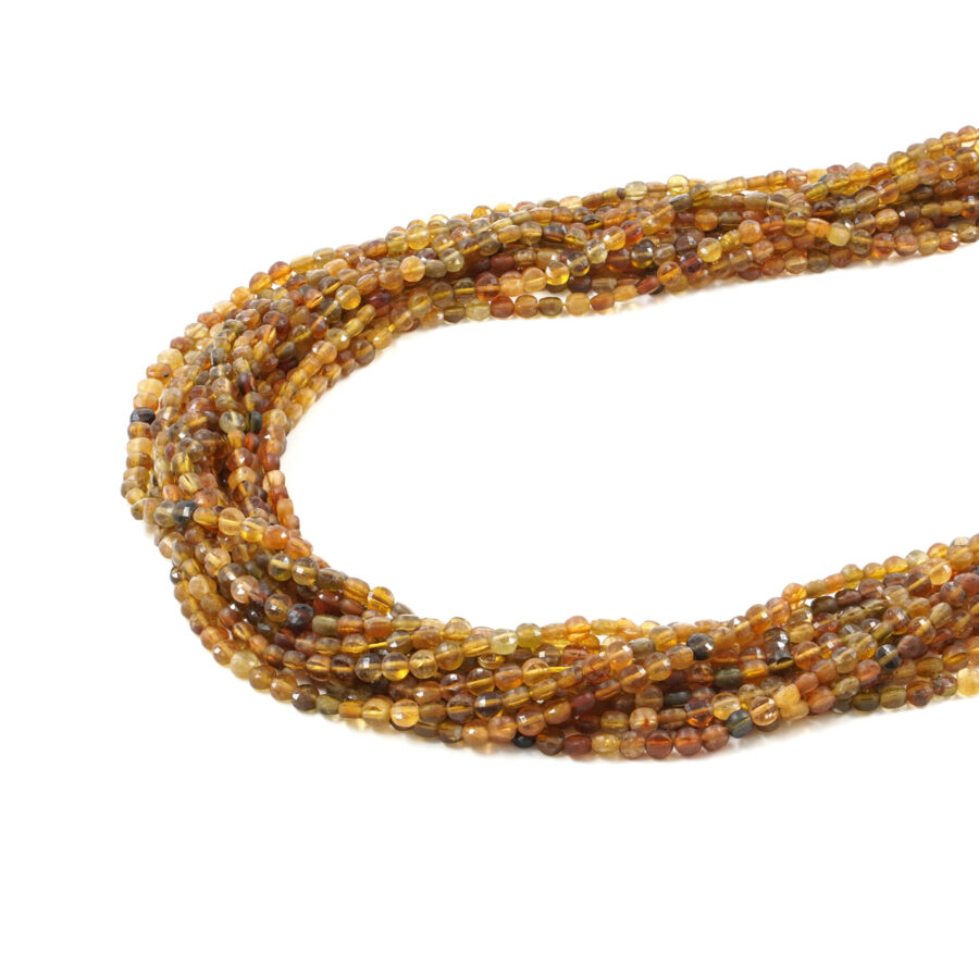 Tormalina gialla fili monete sfaccettate 4mm