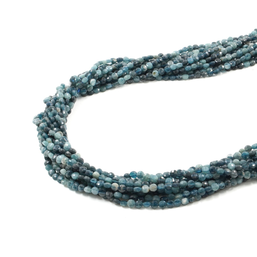 Tormalina blu fili monete sfaccettate 4mm