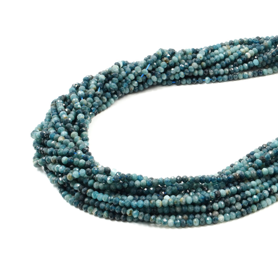Tormalina blu fili rondelle sfaccettate 4x3mm