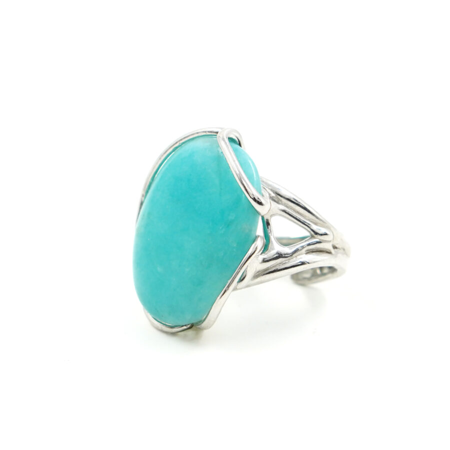 Anello in argento 925 con amazzonite – Rodiato