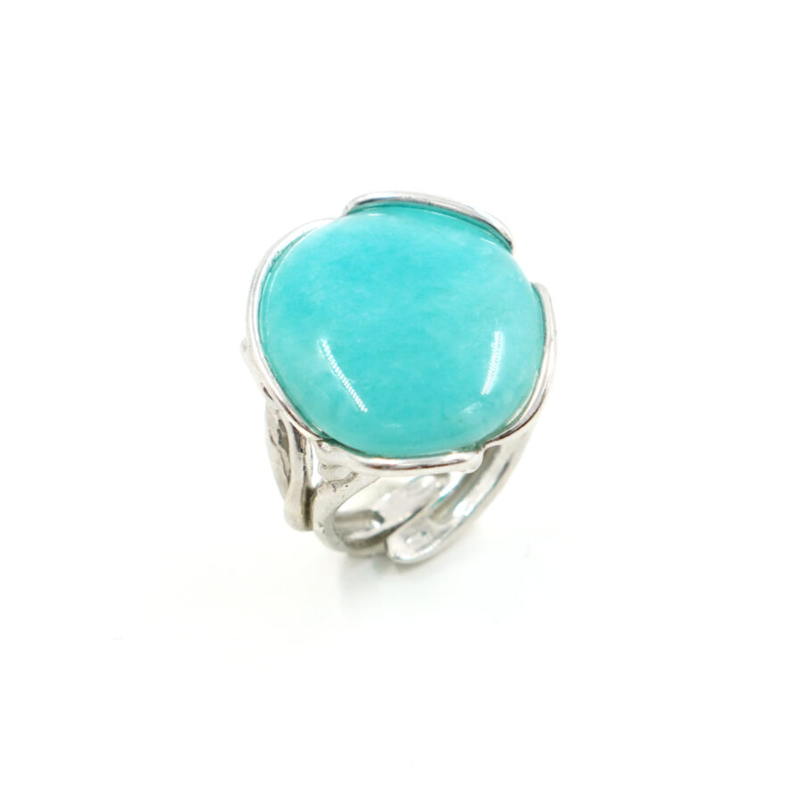 Anello in argento 925 con amazzonite – Rodiato - immagine 2