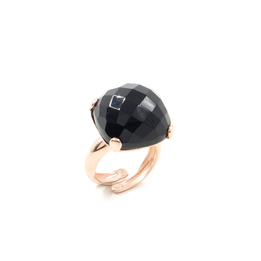Anello in argento 925 con agata nera – Rosato