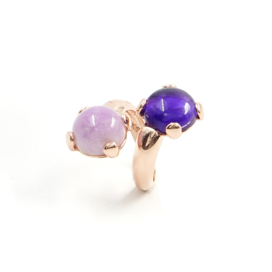 Anello in argento 925 con ametista, kunzite – Rosato - immagine 2