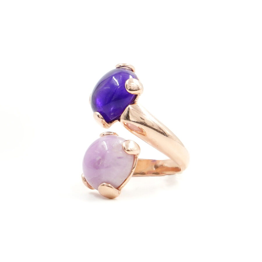 Anello in argento 925 con ametista, kunzite – Rosato - immagine 3