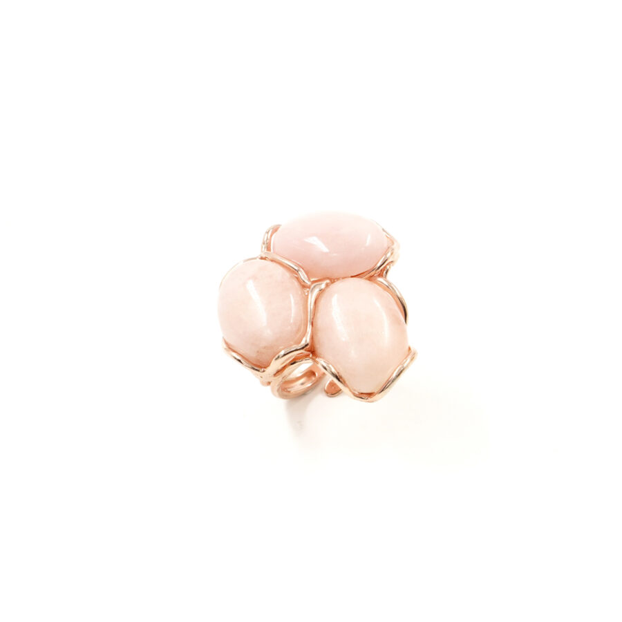 Anello in argento 925 con tre pietre di morganite - Rosato - immagine 3