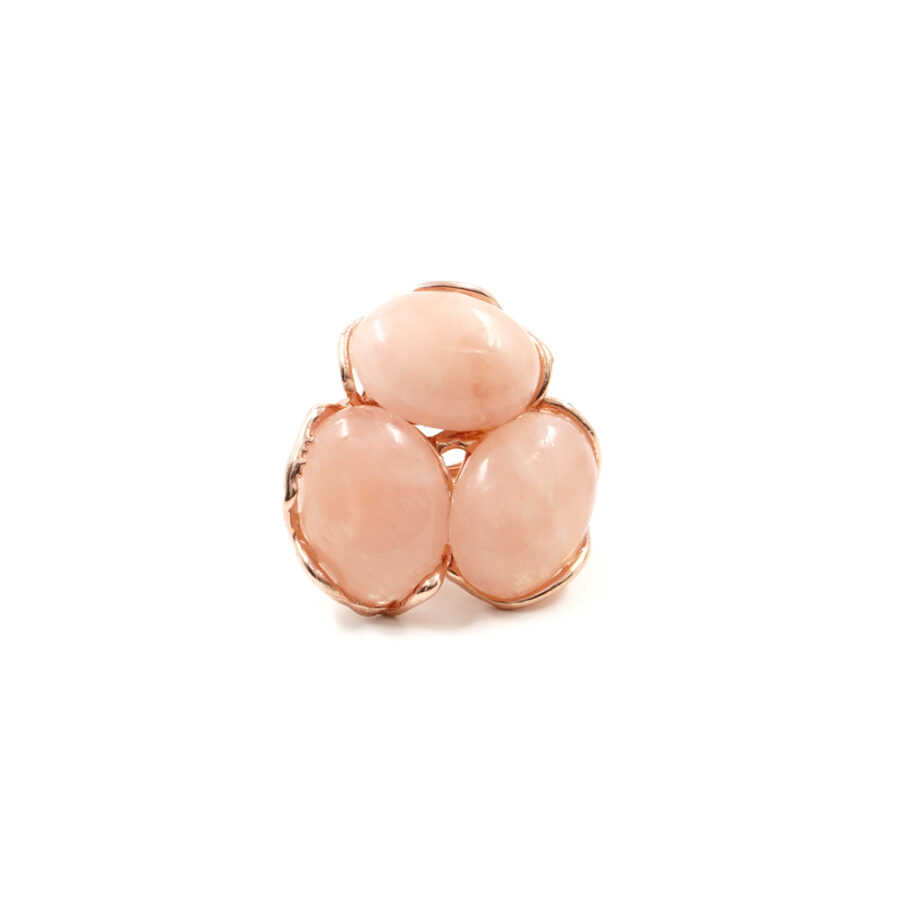 Anello in argento 925 con tre pietre di morganite - Rosato