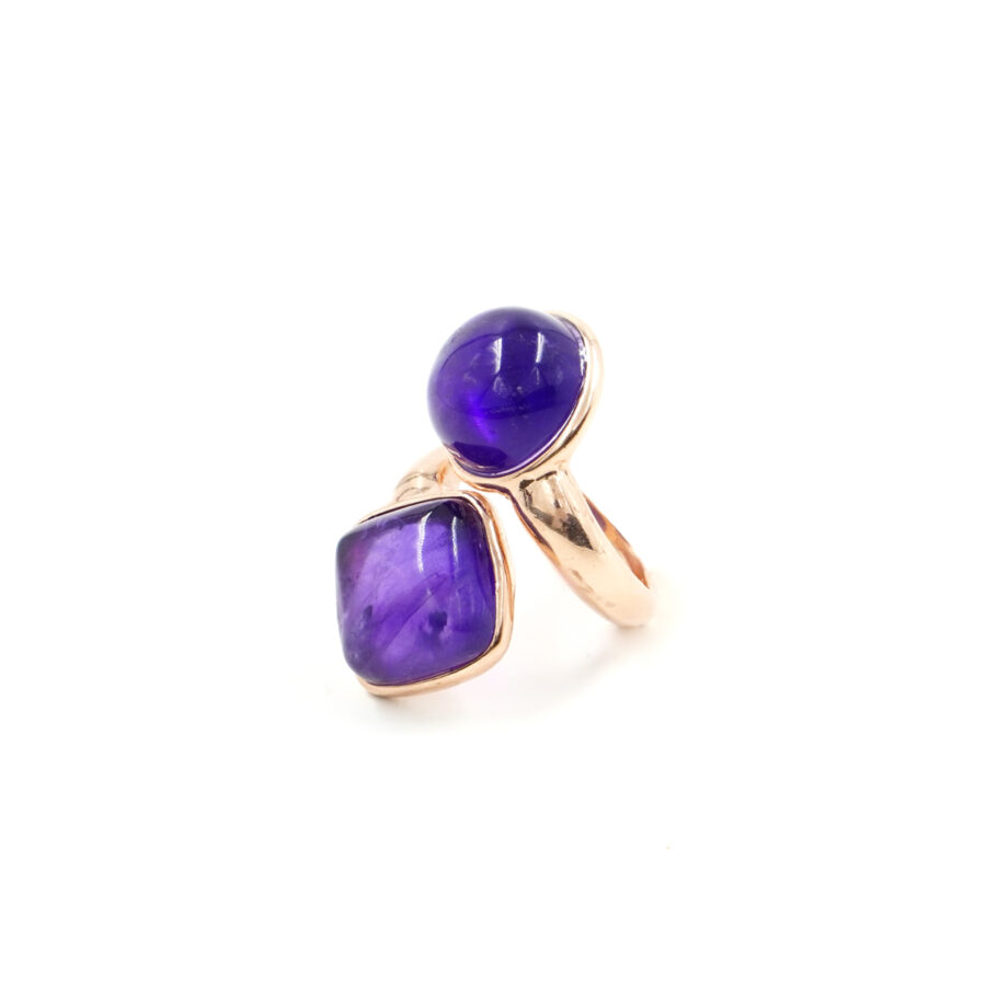 Anello in argento 925 con ametista - Rosato - immagine 2