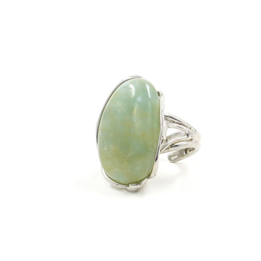 Anello in argento 925 con acquamarina - Rodiato