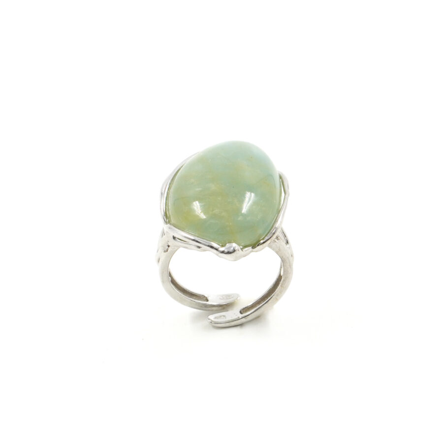 Anello in argento 925 con acquamarina - Rodiato - immagine 2