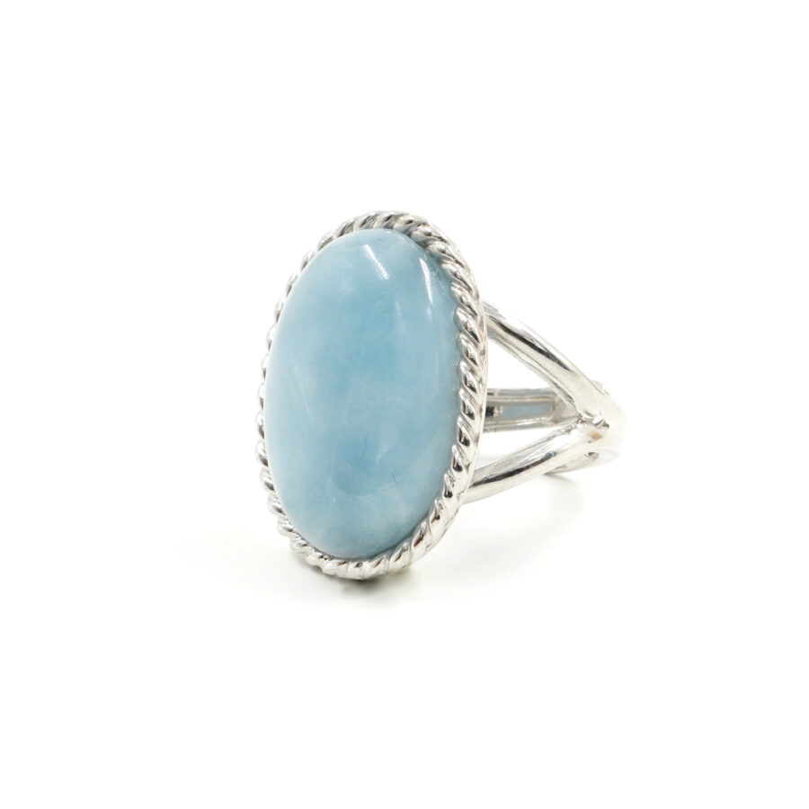 Anello in argento 925 con acquamarina - Rodiato