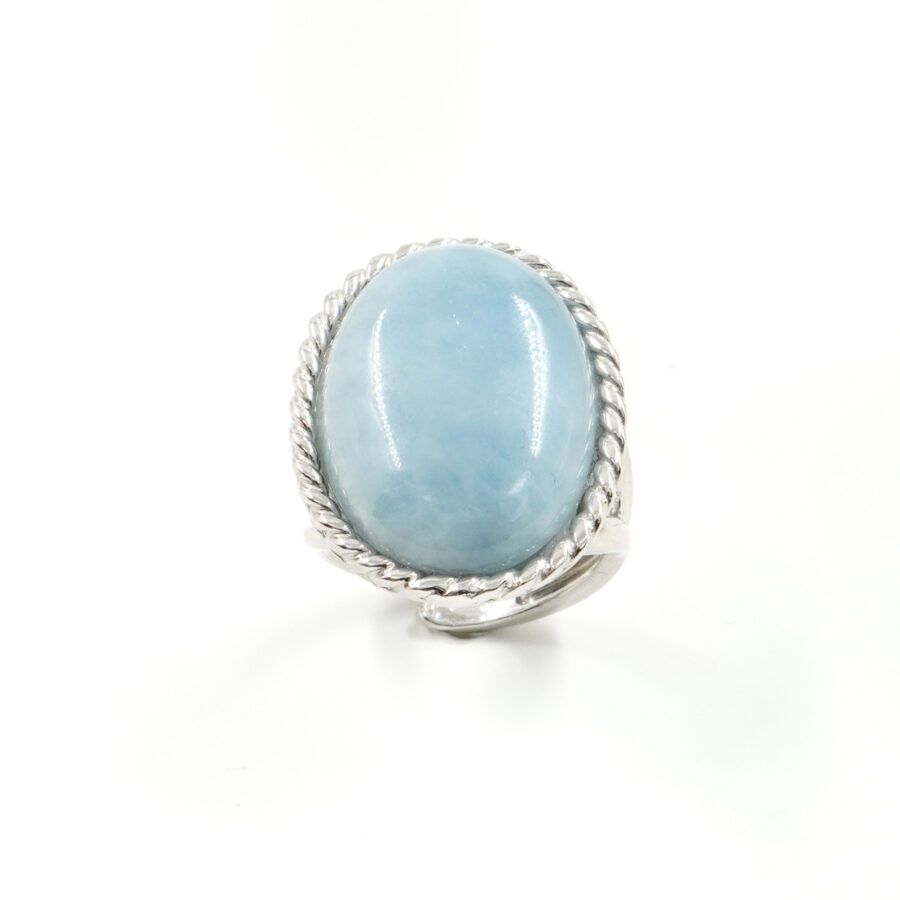 Anello in argento 925 con acquamarina - Rodiato - immagine 2