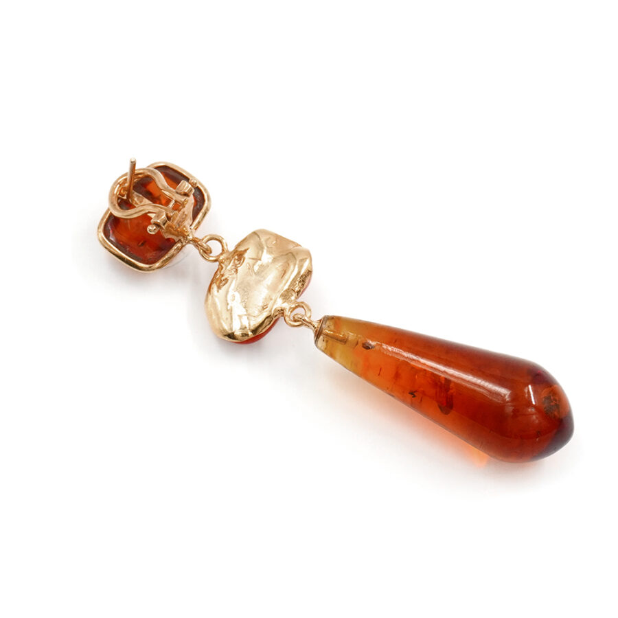 Orecchini in argento 925 con corallo, ambra – Rosato - immagine 2