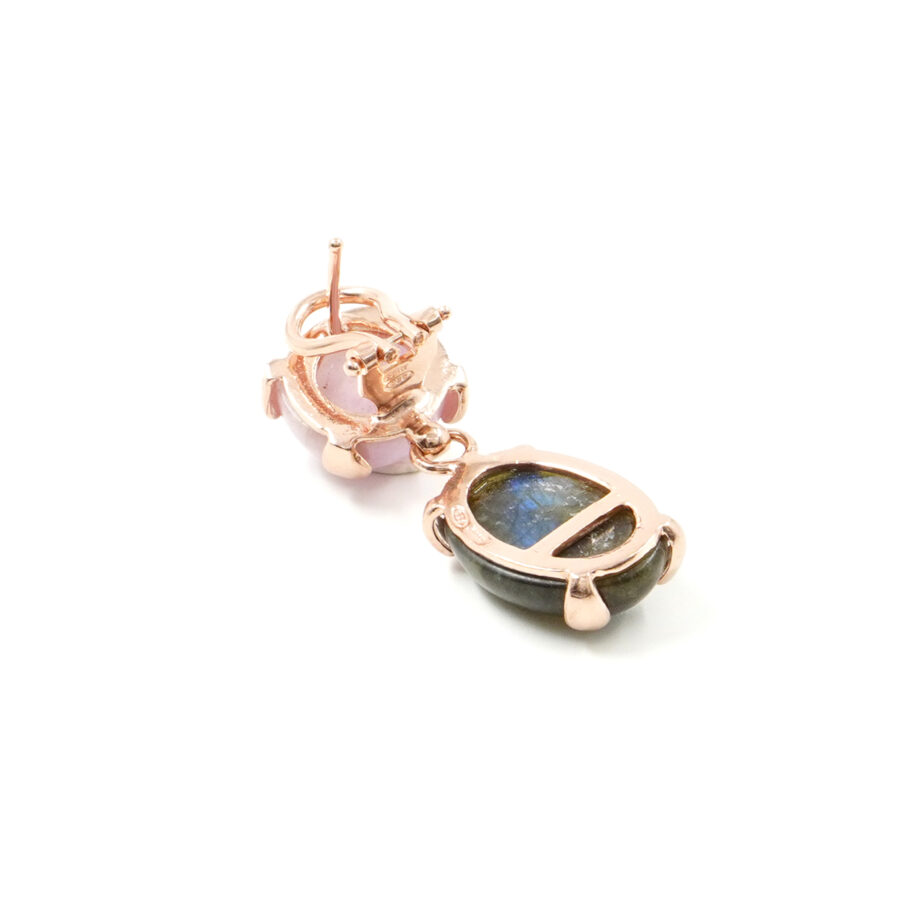 Orecchini in argento 925 con labradorite, kunzite – Rosato - immagine 2