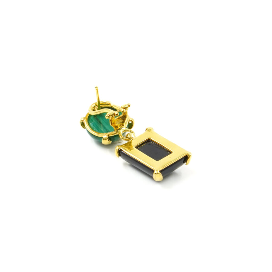 Orecchini in argento 925 con agata, malachite – Dorato - immagine 2
