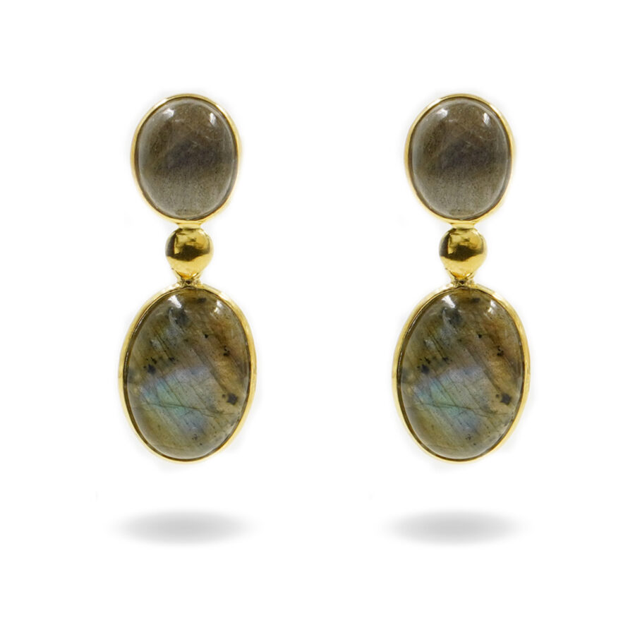 Orecchini in argento 925 con labradorite – Dorato
