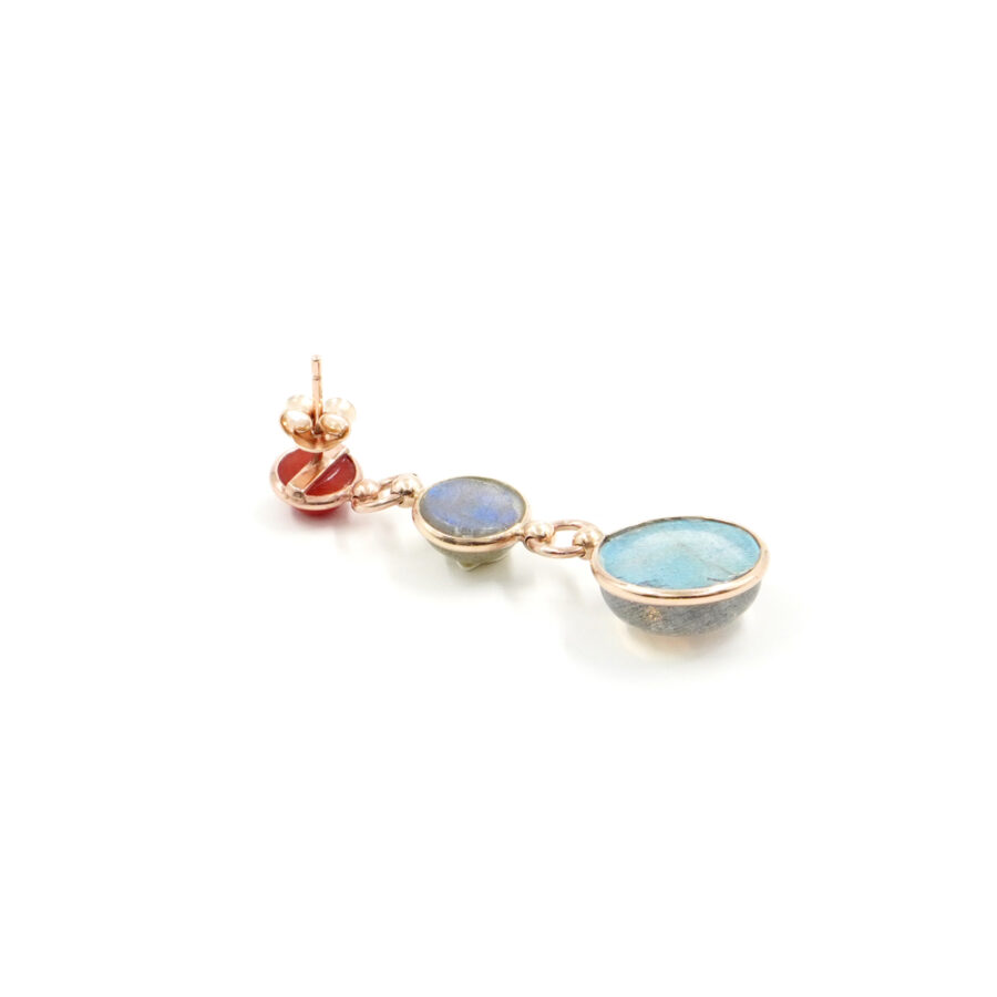 Orecchini in argento 925 con corallo e labradorite – Rosato - immagine 2